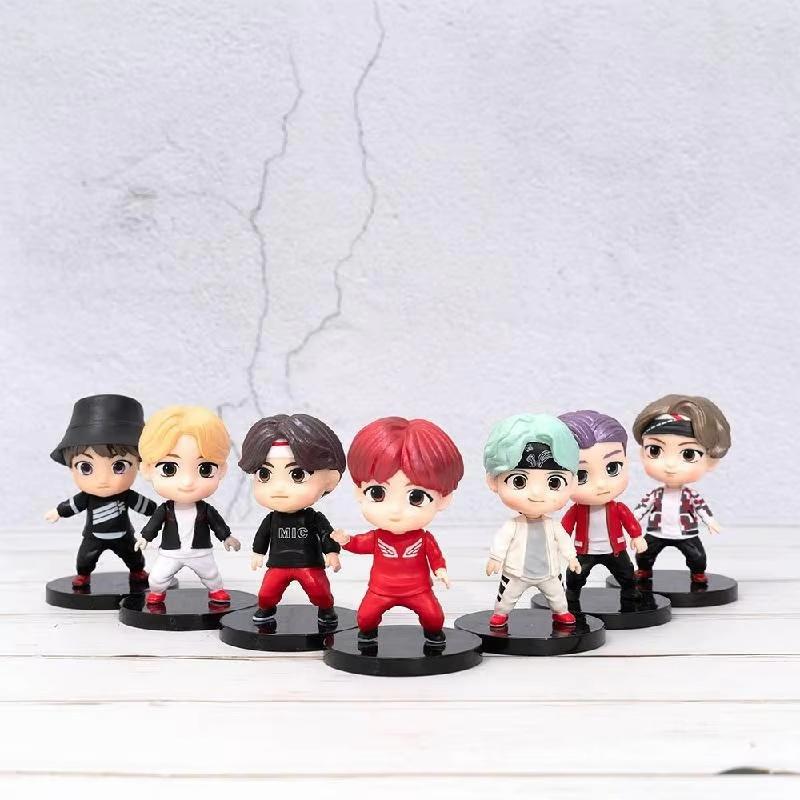 7Pcs/Set Bangtan Boys Groups Rm Jin Suga Jhope Jimin V Jungkook Doll Model Toy Action Figure Star Idol Cute Army Gift For Kids