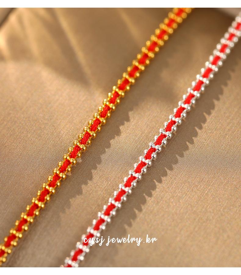 Cui Yan S925 Sterling Silver Korean-Style Zodiac Red Rope Bracelet for Women - Light Luxury, Simple Design, Hot-Selling Hand Jewelry.