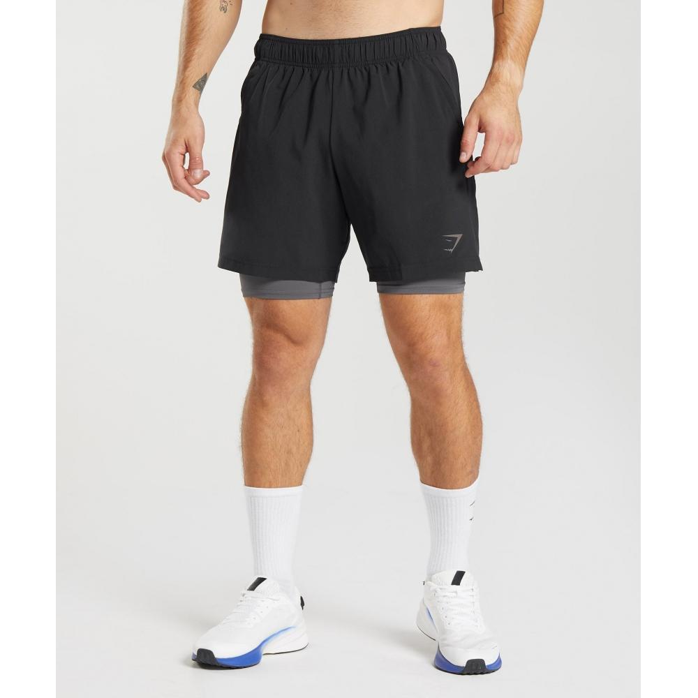 

GYMSHARK Sport 7 2 в 1 Шорты черный силуэт серый A2A8J BBMW XS