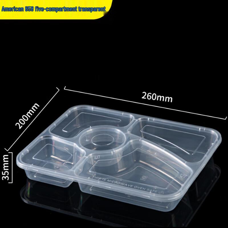 Lingsource 658 Five-Compartment Disposable PP Lunch Box