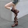 Winter New Woman Biker Boots Fashion Round Toe Ladies Elegant Pipe Short Boots Shoes Thick Bottom Women's Footwear