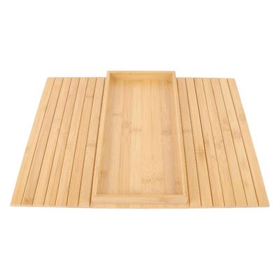 Flexibler Couch-Armlehnen-Organizer Bambusholz Faltbar Rechteckig Rutschfest Sofa-Armlehnen-Ablagetisch für Getränke Snacks