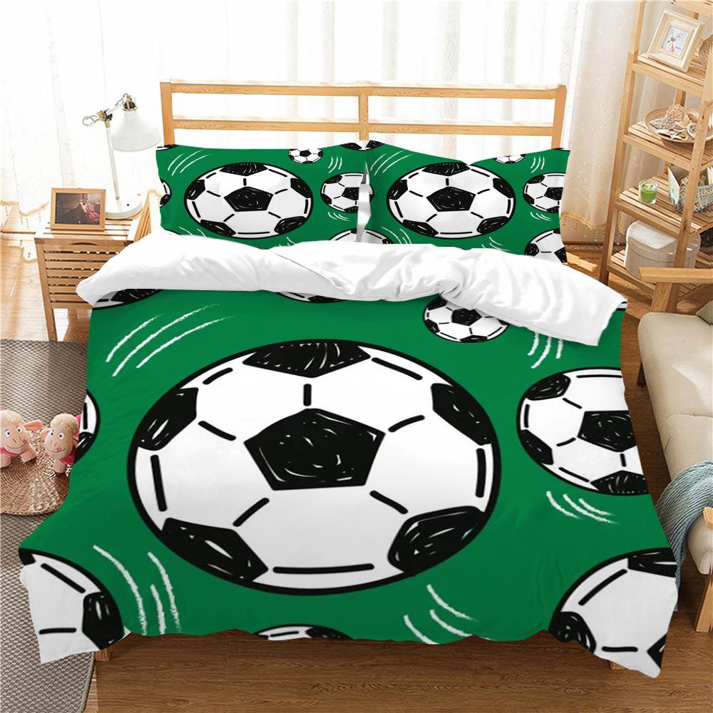 Soft Breathable Bedding Set Football Print 2/3pcs Duvet Cover Girls Boys Home Bedclothes Microfiber Quilt Covers Warm