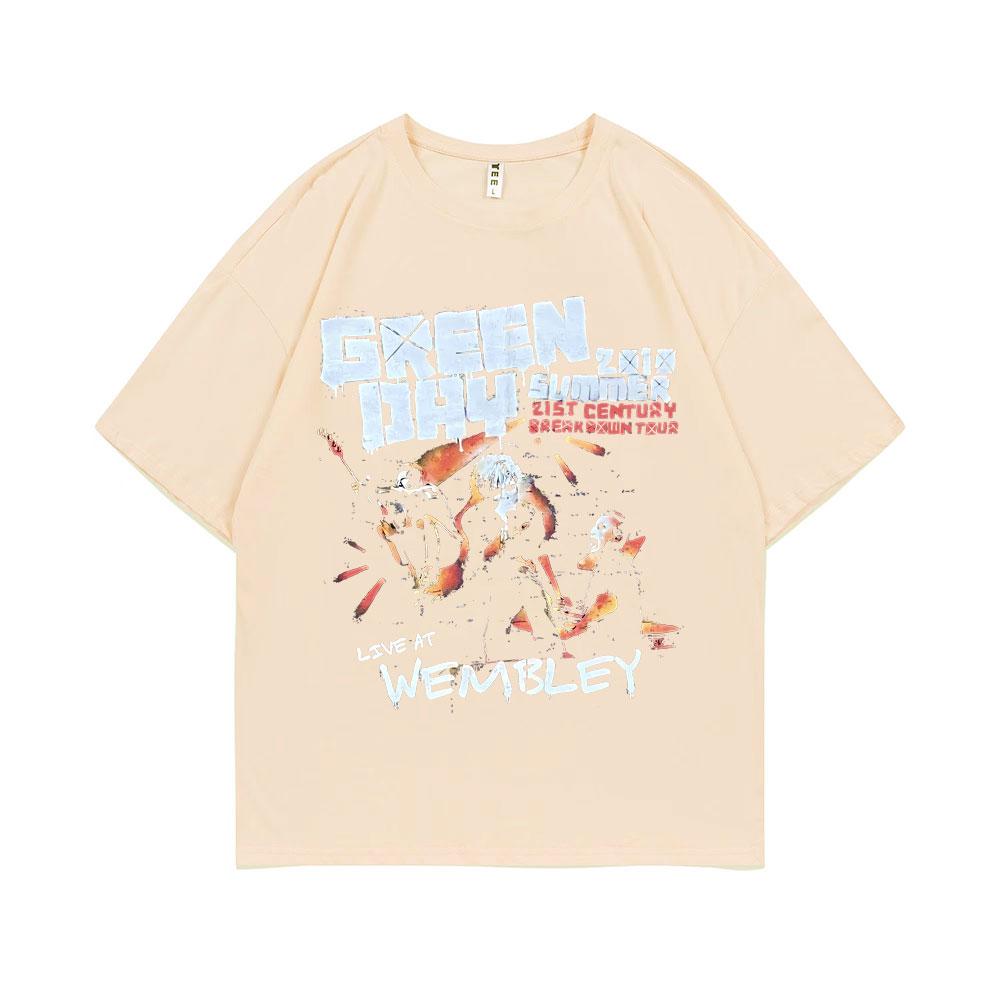 Rare Punk Band Green Day Live At Membley T-shirts Men Women Vintage Gothic Rock Tshirt Men's Cotton Casual Oversized T Shirts