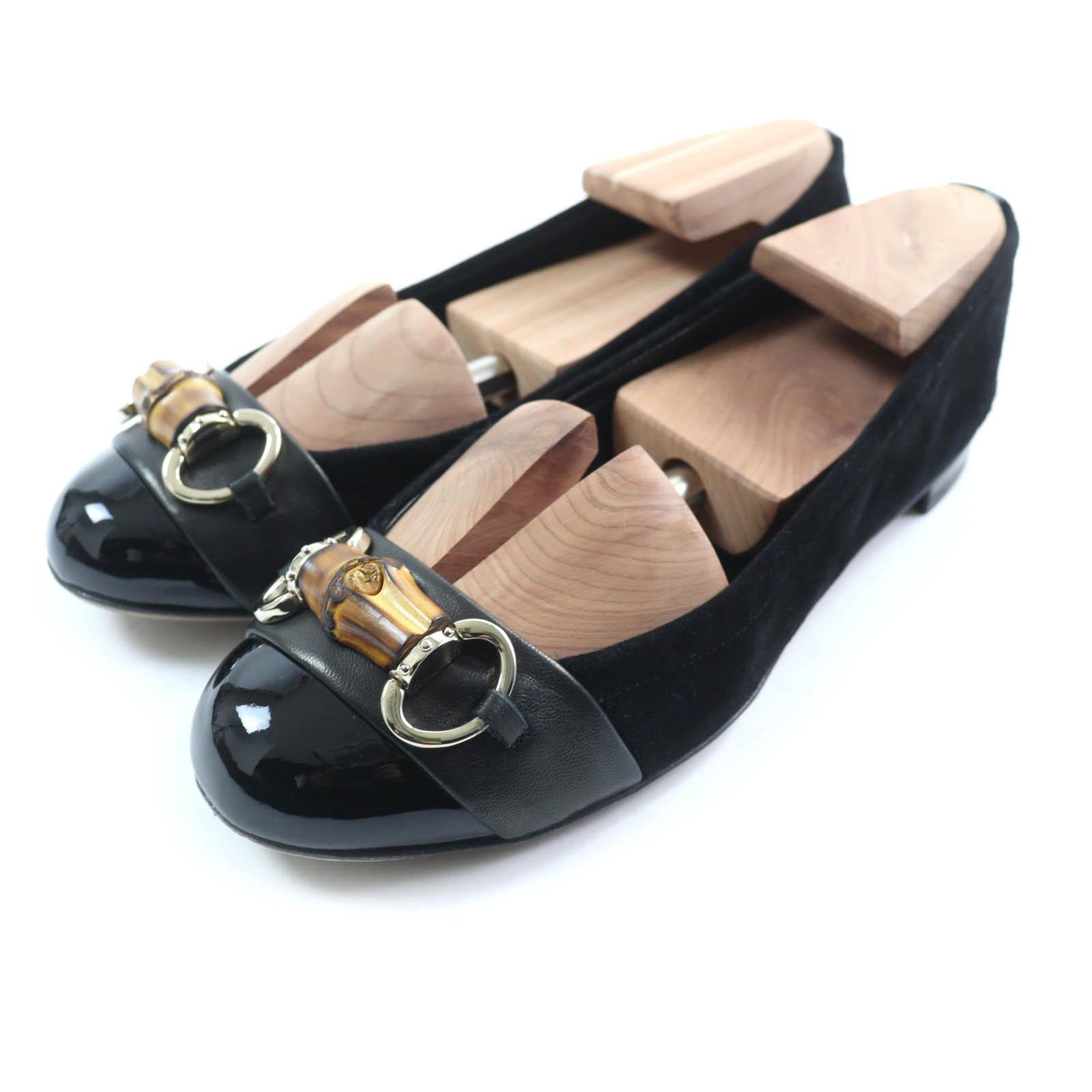 

Отличные туфли-лодочки GUCCI Bamboo Bit Замша Кожа Балетки черные Замша Кожа Женские 35 Б/у