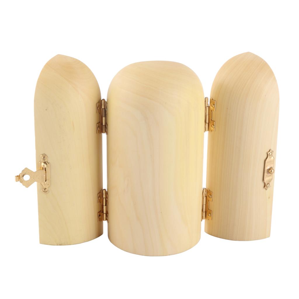 Öffnungsbare Holzschachtel Skulptur Handgefertigtes Buchsbaum Triptychon Schachtel Figurine Skulptur Heimschmuck