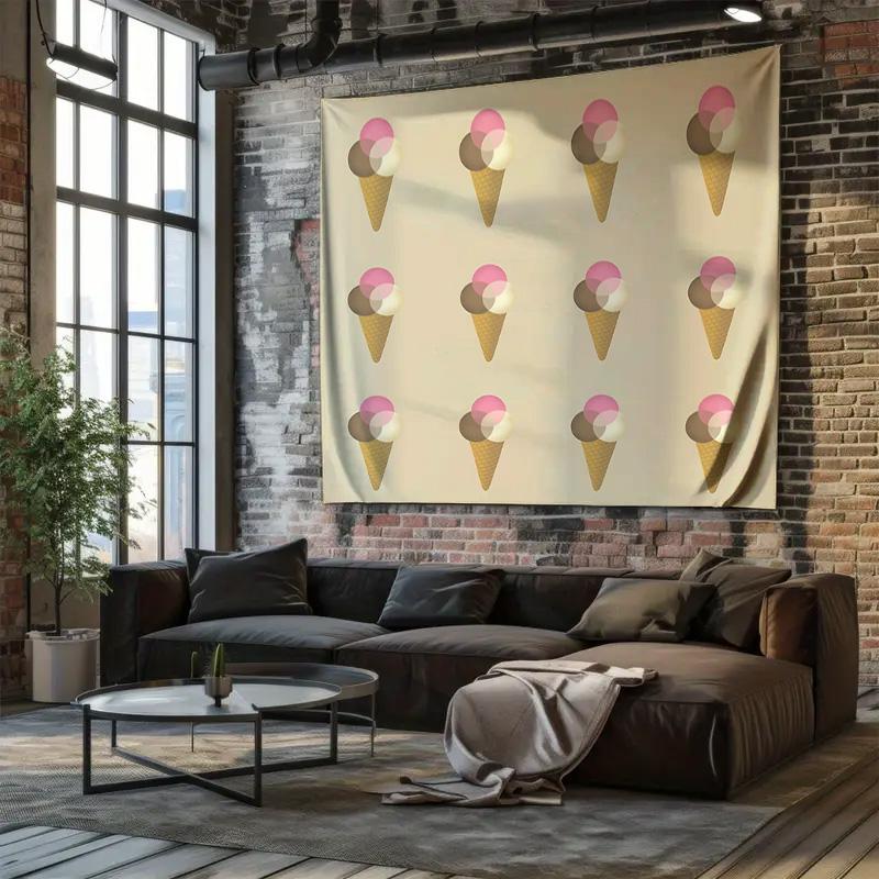 Ice Cream Tapestry Wall Hanging Aesthetic Room Decor Dorm Wall Art Vintage Sweet Cone Backdrop Home Decoration Gift