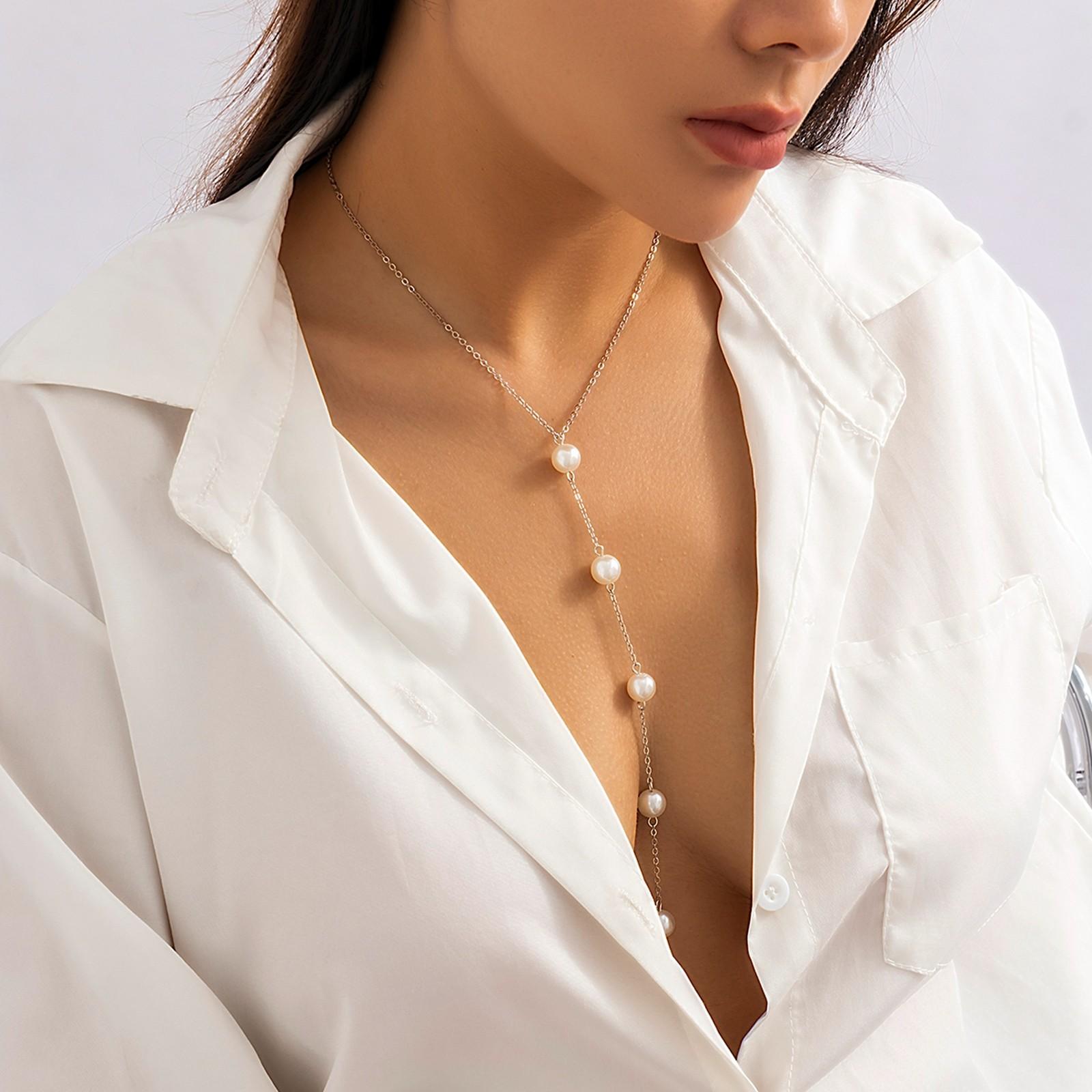 

Длинное ожерелье с кисточками из искусственного жемчуга, женские ювелирные изделия, подарочные ювелирные изделия для женщин One Size серебряный