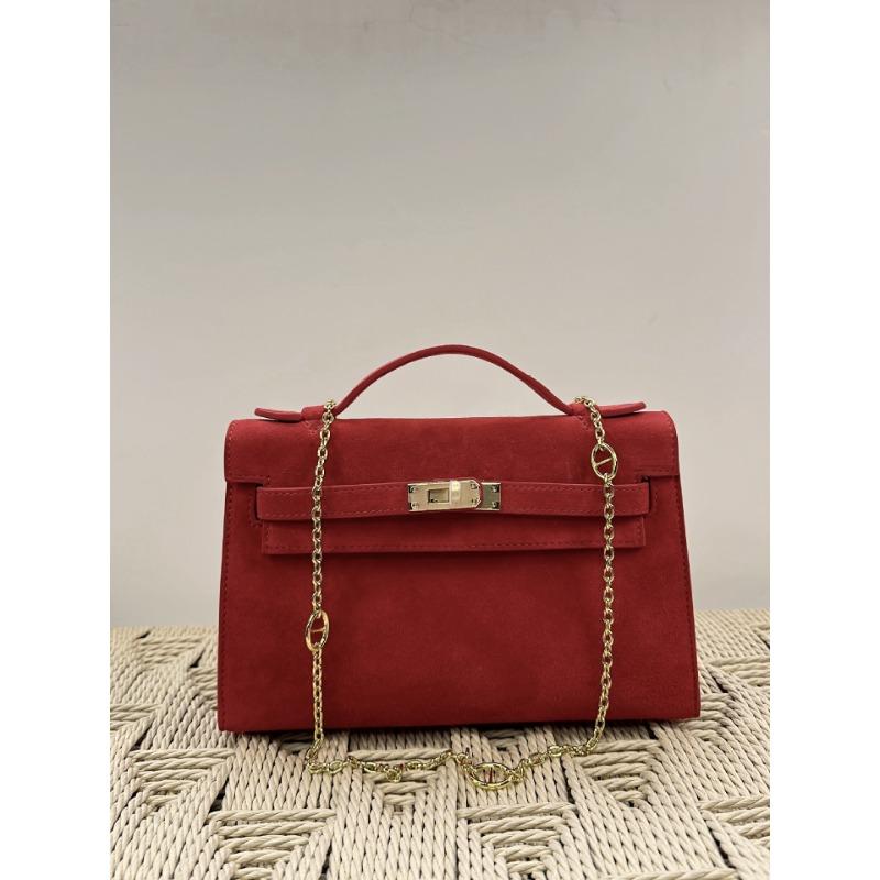 A Generation Of Sheepskin Lambskin Bag Real Leather Women's Bag Retro Cowhide Single Shoulder  Bag Handheld Small Bag