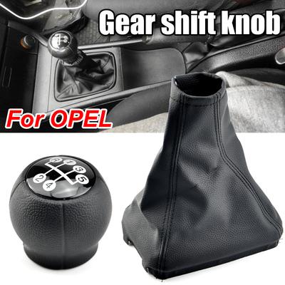 Black Leather 5 Speed Manual Car Gear Stick Shift Knob With Gaiter Boot Cover For OPEL CORSA C TIGRA B COMBO