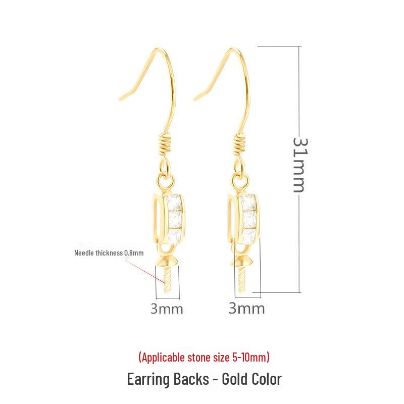 

S925 Sterling Silver DIY Pearl Earrings with Amber Round Beads and 18K Gold Hooks 925 Silver золотой/жёлтый