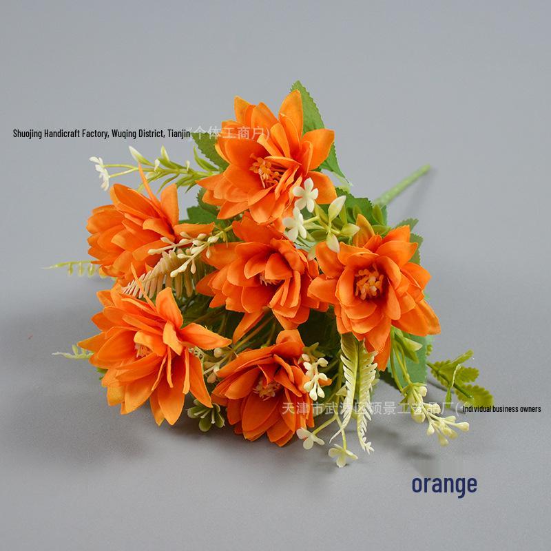 

Lotus Handle Faux Flower Bouquet - 6 Heads for Arrangements, Décor, or Photography Props оранжевый
