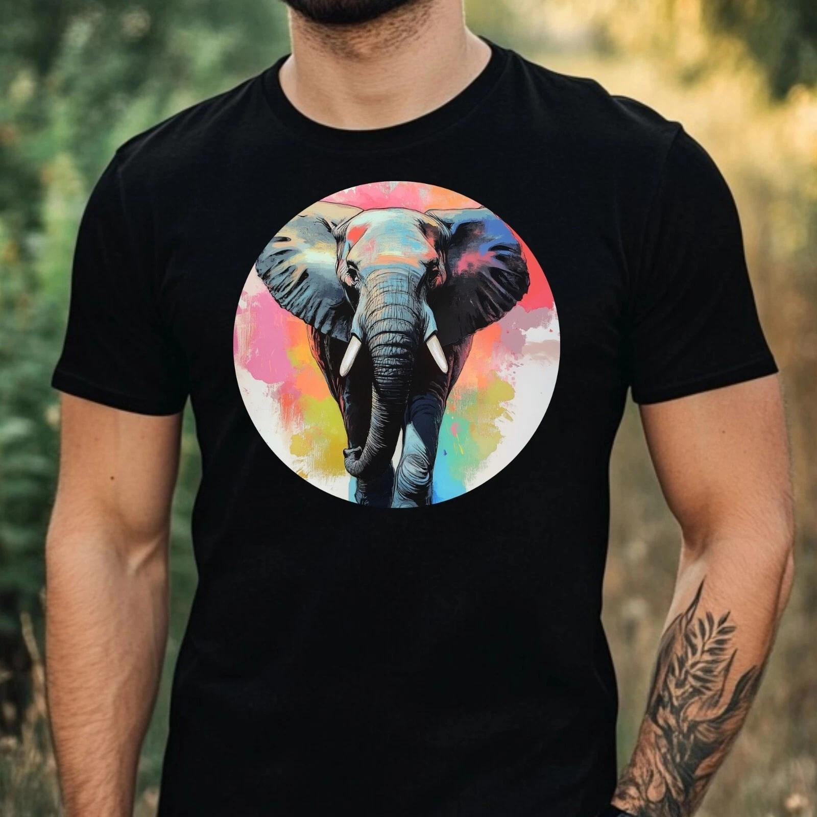 T-Shirt Herren Elefant Portrait Motiv Baumwolle Größe XS bis 5XL M