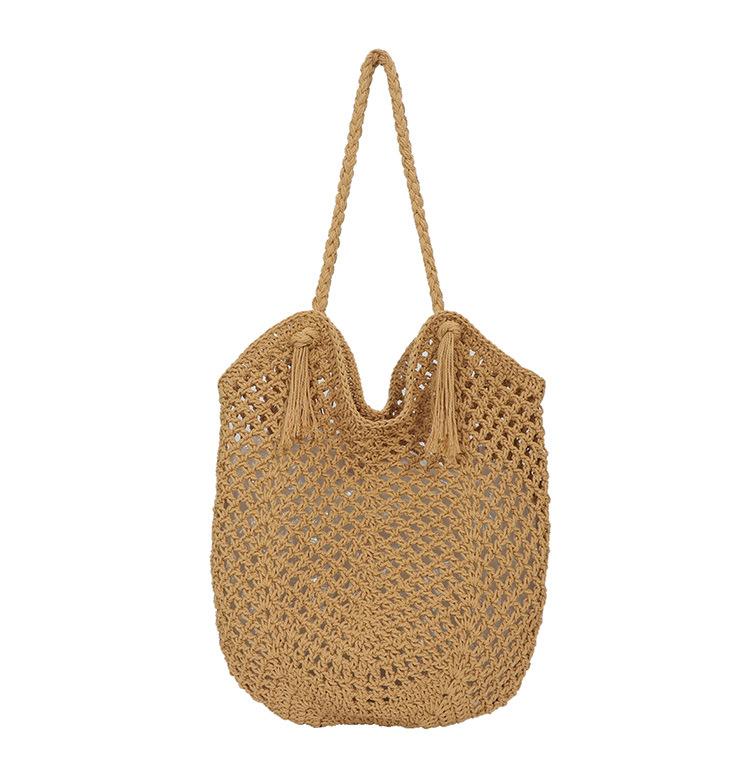 Woven Hollow Women's Bag New Beach Bag Woven Shoulder Straw Large Capacity Bag Commuter Bag