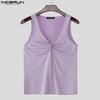 INCERUN Men V Neck Strap Sleeveless Twisted Casual Fitted Tank Tops Undershirts