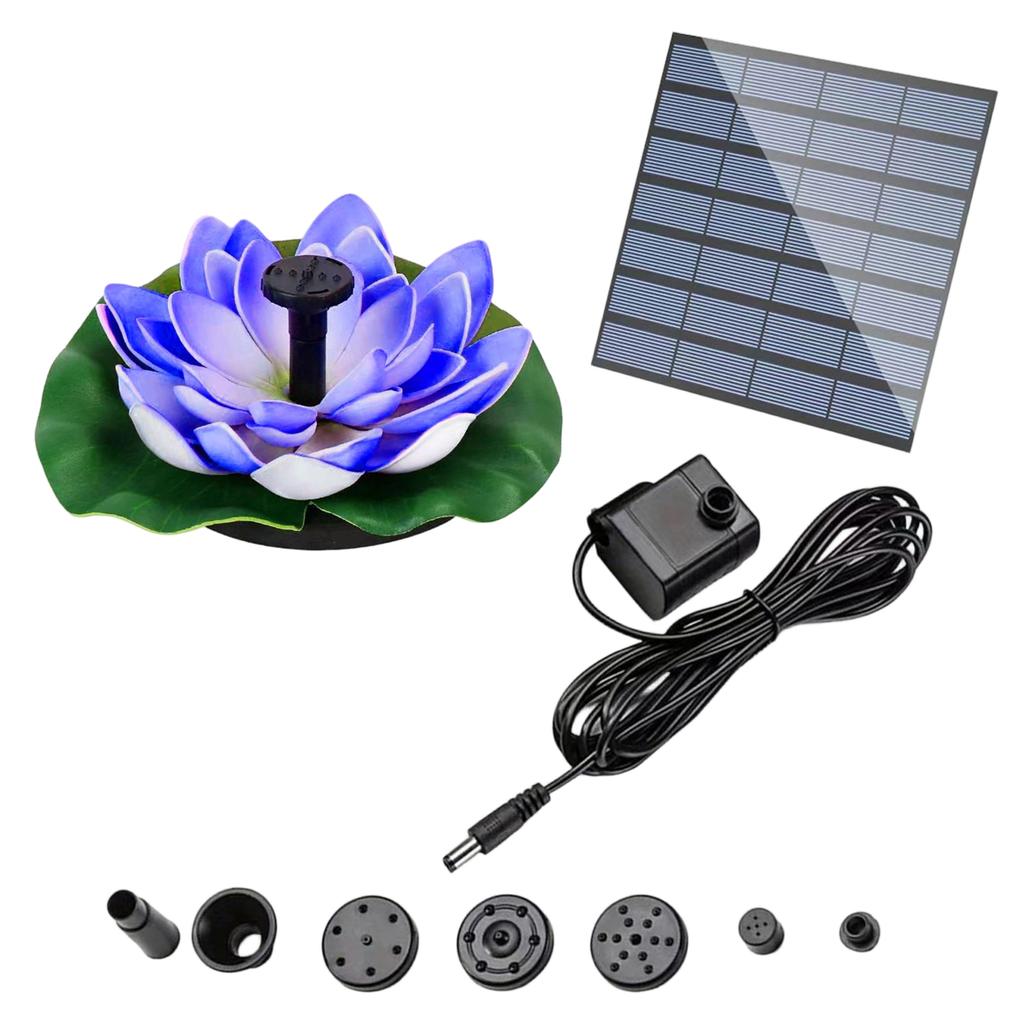 Lotus Free Standing Solar Fountain with 6 Nozzles Mini Solar Powered Fountain Pump Floating for Garden Pond Pool and Outdoor