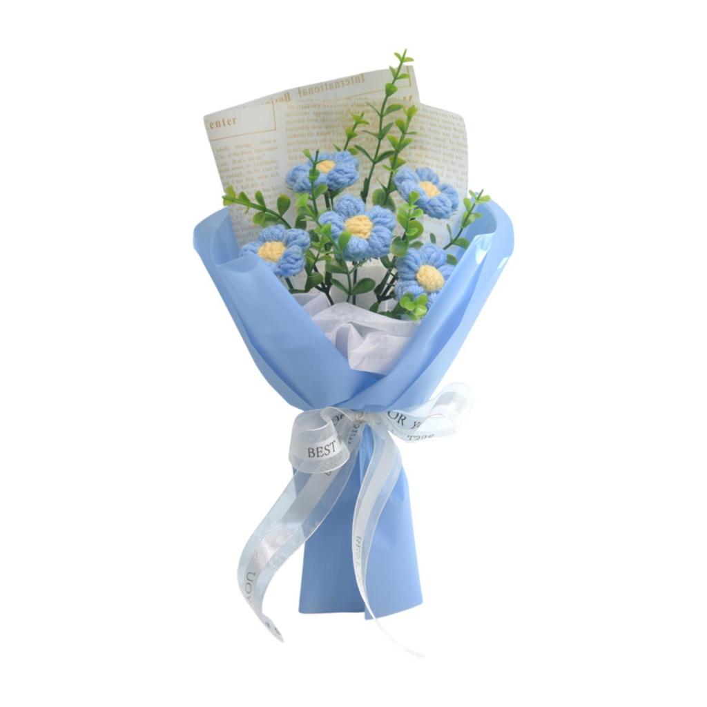 Crochet Flower Bouquet for Home Decor Handmade Knitted Bouquet for Photography Props Anniversary Wedding Ceremony Mother Day