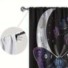 2pcs Moon Moth Printed Curtain for Home Decor - Rod Pocket Window Treatment for Bedroom, Office, Kitchen, Living Room, and Study