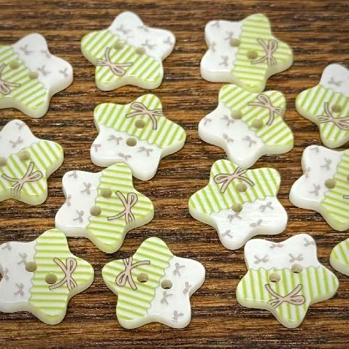 Cartoon Striped Plaid Star Button Korean Handmade Journal DIY Craft Sewing Accessory Clothes Apparel Sewing Supplies