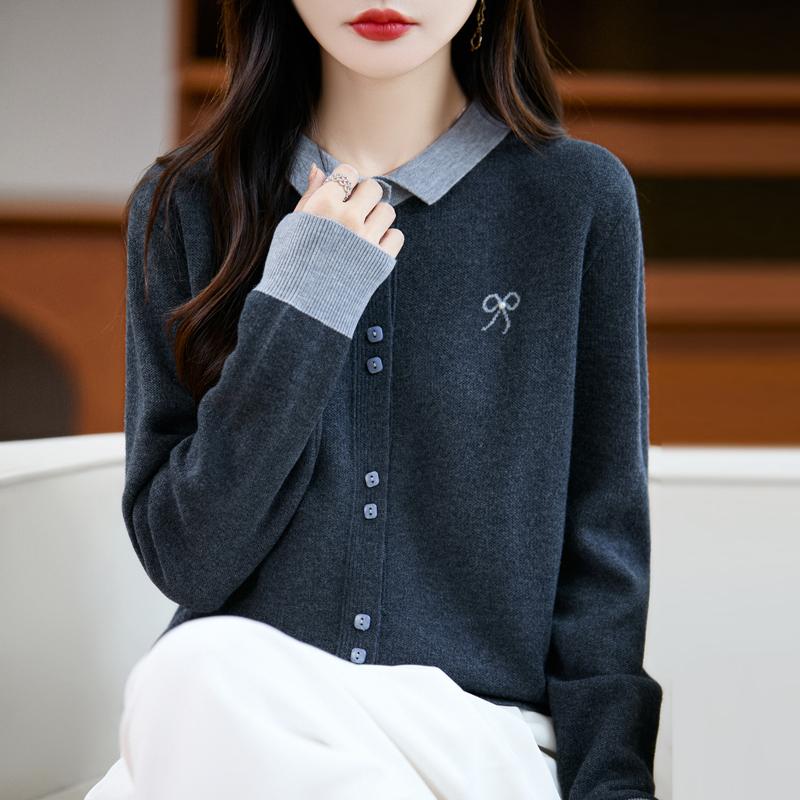 QingHe Cashmere Women's 30% Cashmere Cardigan - Soft & Warm Wool Blend Sweater