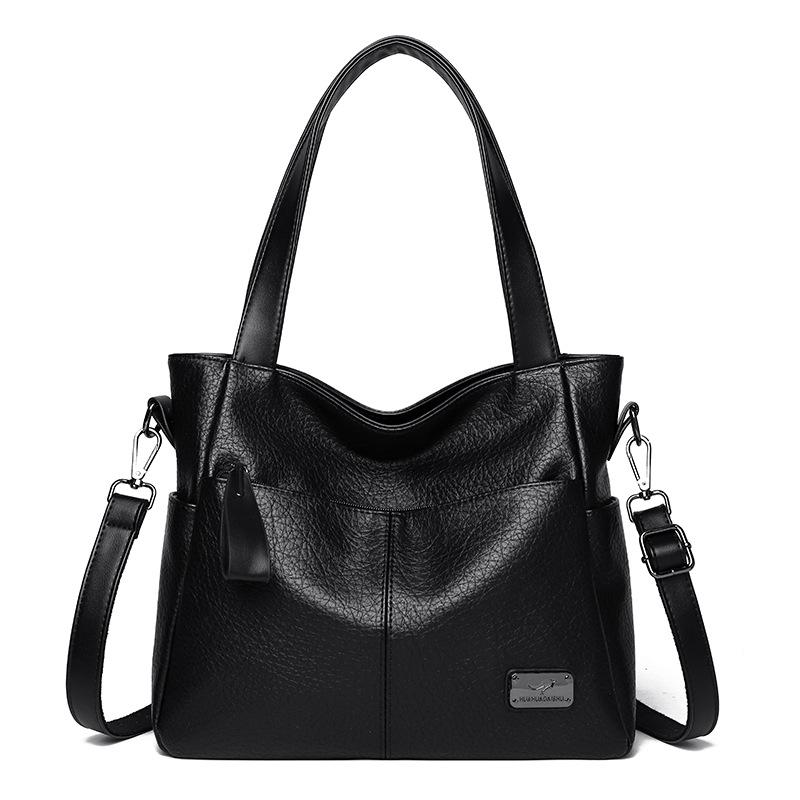 Women's PU Tote Bag Vintage Large Capacity Underarm Shoulder Bag Handbag