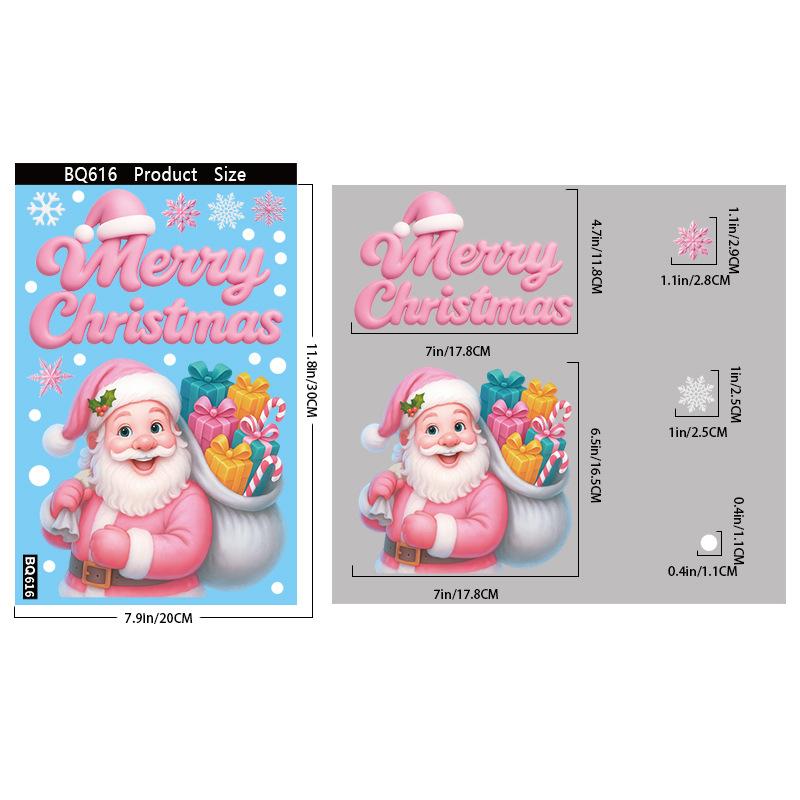 

Розовый Санта Клаус Рождественские наклейки на окна Милый олень Пряничный человечек Наклейка на стену Домашнее украшение Декаль Ноэль Керст Навидад A8