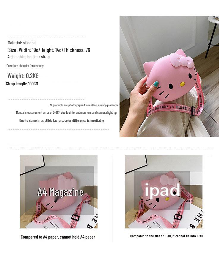 Cat Head Silicone Handbag: 2025 New Cartoon Phone Card Crossbody Bag & Children's Coin Purse