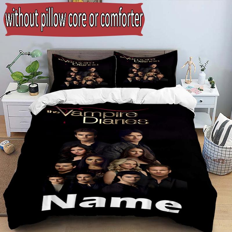 Set copripiumino 3 pezzi (1*Copripiumino + 2*Federe, Senza Nucleo), Set Biancheria da Letto Personalizzato con Nome e Motivo The Vampire Diaries, Regalo Decorazione Camera da Letto