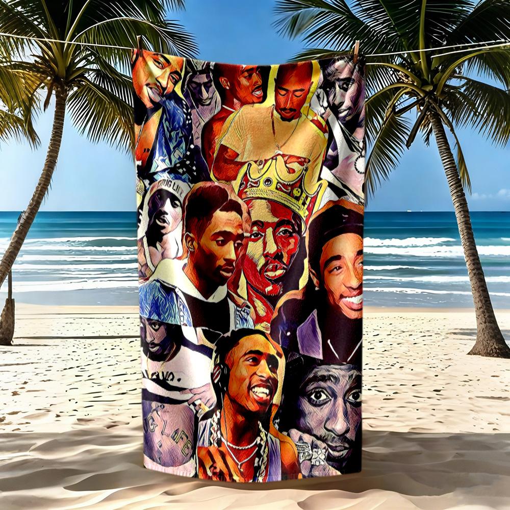 2pac Motiv Strandtuch Weich Langlebig Schnelltrocknend Bequem Leicht Geeignet für Sport, Reisen, Schwimmen, Yoga, Badezimmer, Strand und Pool