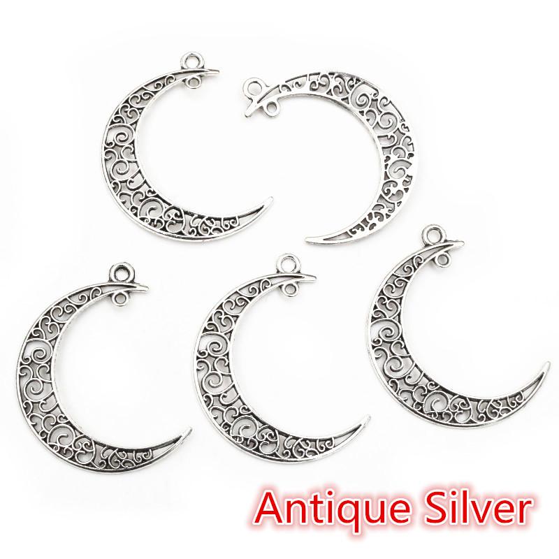 

41x30mm 10pcs 7 Colors Plated Moon Style Handmade Charms Pendant:DIY for bracelet necklace античный серебряного