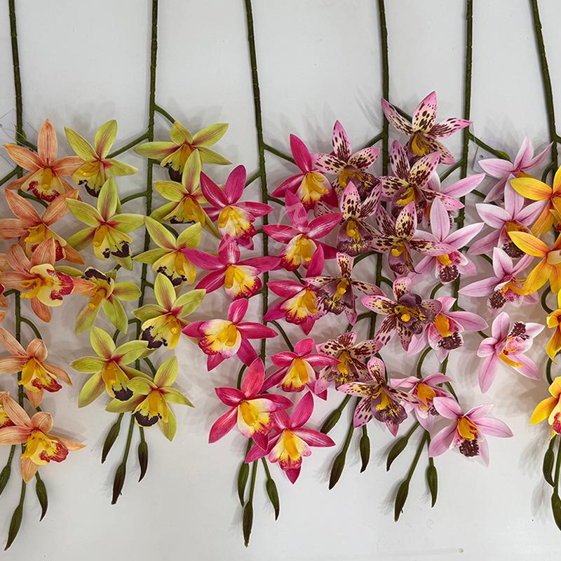 3pcs Cymbidium Orchid Flower Artificial Real Touch Phalaenopsis Flower for Wedding Home Decoration