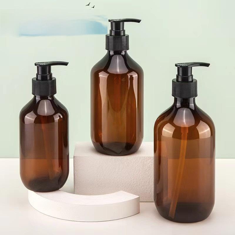 500ml Brown PET Lotion Pump Bottle for Shampoo, Shower Gel, or Hand Sanitizer