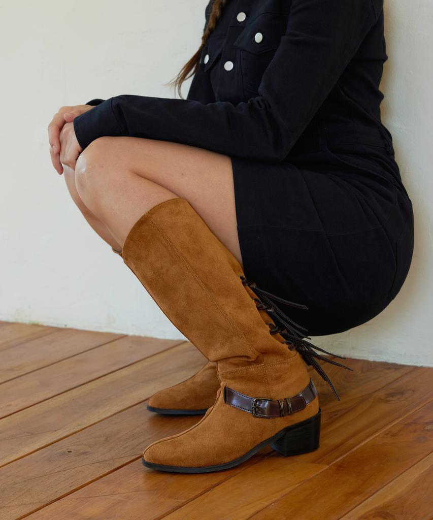 Cesti Romantische Vintage Wildleder Langstiefel (Bräunen)