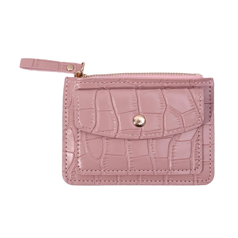 Мини-кошельки Застежка-защелка Однотонный Держатель для нескольких карт Женский Простой кожаный Женский кошелек Кошелек для монет Короткий Кошелек Тонкий Маленький кошелек Молния Застежка-защелка розовый