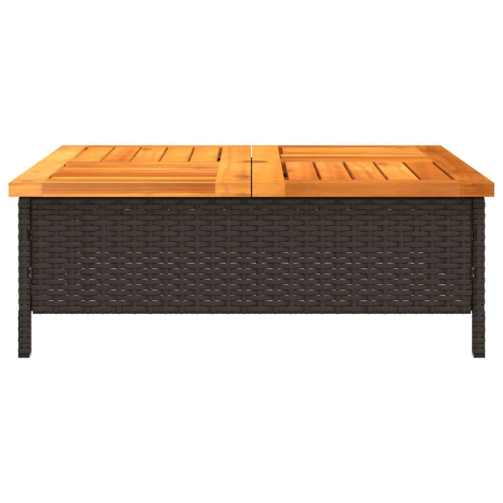 Vidaxl Stolik Ogrodowy, Czarny, 70X70X25 Cm, Rattan I Drewno Akacjowe