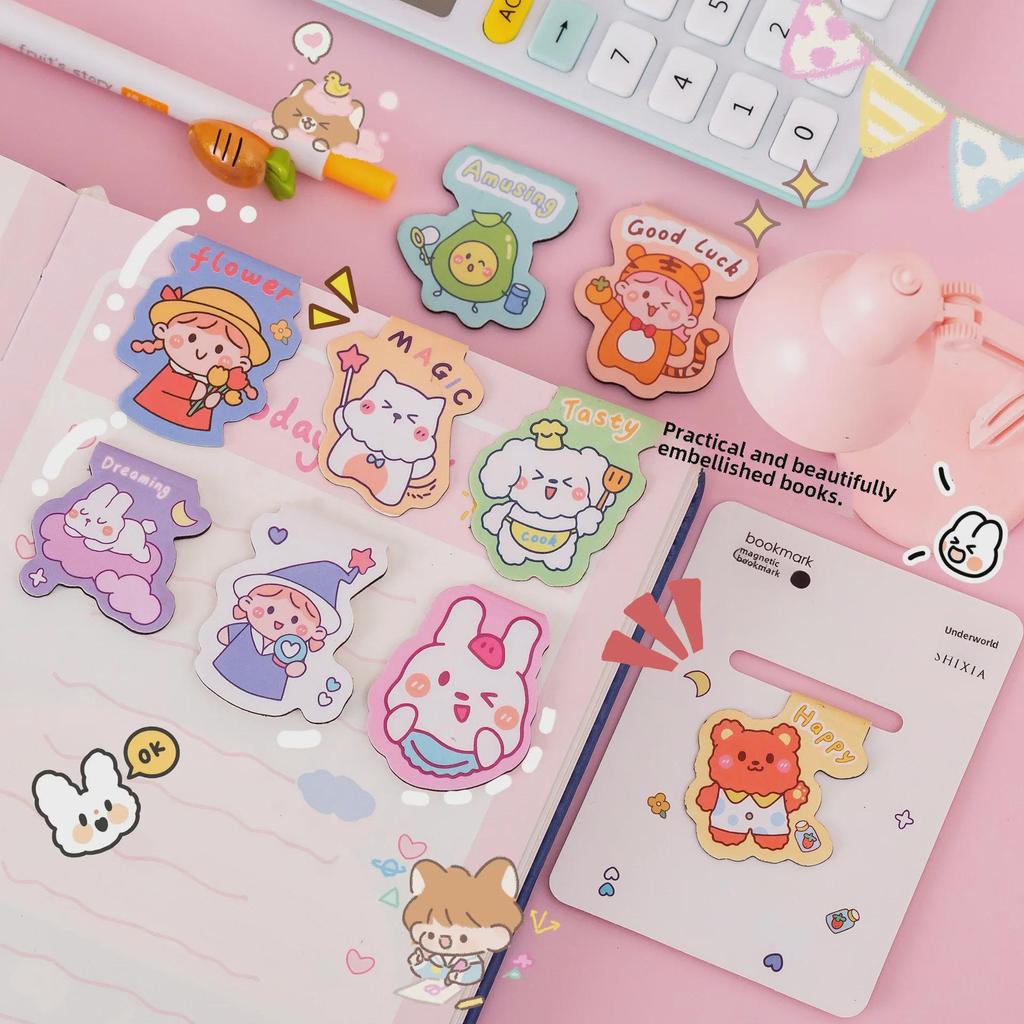 Creative Cartoon Magnetic Bookmarks - Double-Sided, Cute, Practical Clips for Kids