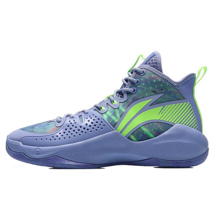 Li Ning Combat Hi Sonic Амортизация Противоскользящие Износостойкие Баскетбольные Кроссовки Средней Высоты Мужские кроссовки Светло-Ирисово-Синий ABAR059-4 40⅓