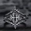 Conjunto de Anéis Three Heroes Marquise Preto e Grafite Lava com Zircônia Branca