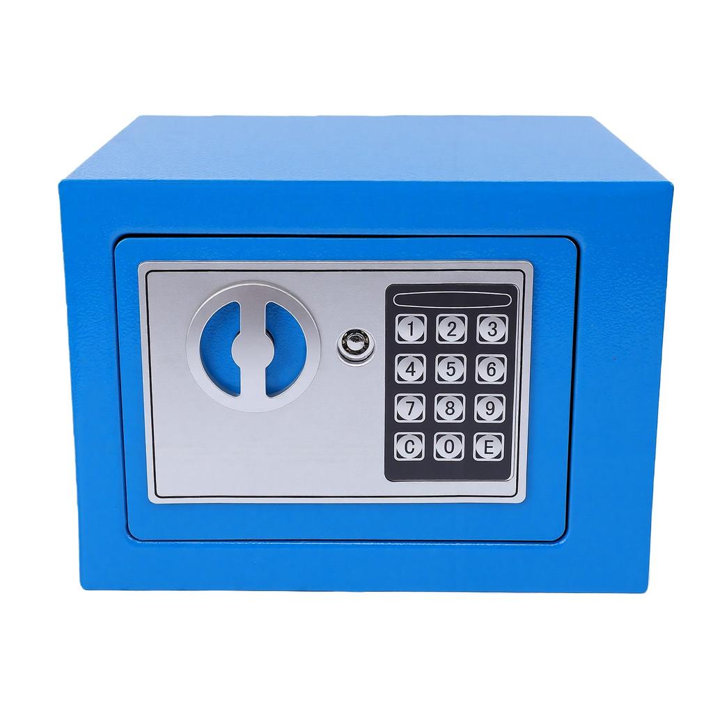 Small Safe Box with 2 Keys Programmable Digital Keypad Magnetic Lock Safety Box for Home Dorm Office Hotel Blue