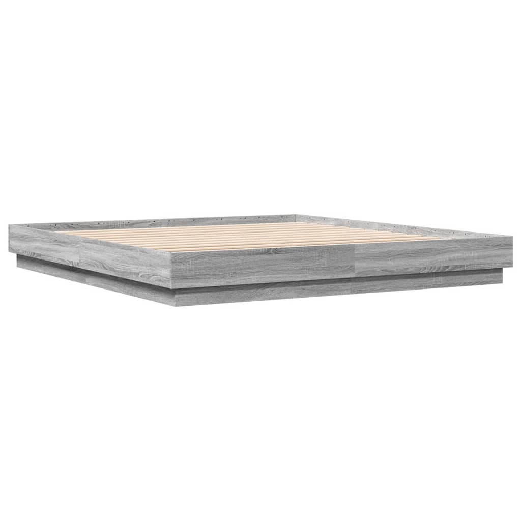 Bed Frame Gray Sonoma 200 X 200 Cm Particleboard