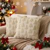 Cozy Winter Festive Pillow Cover Christmas Throw Cover 18x18 Inch Plush Cushion 3D Snowman Covers Reindeer Pattern Case for Holiday Home Sofa