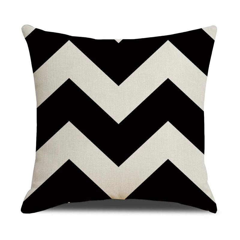 Geometric Pattern Black And White Pillowcase - Zippered, Machine Washable Polyester Cushion Cover For Sofa, Bed, Car And Home Decoration 1pcs