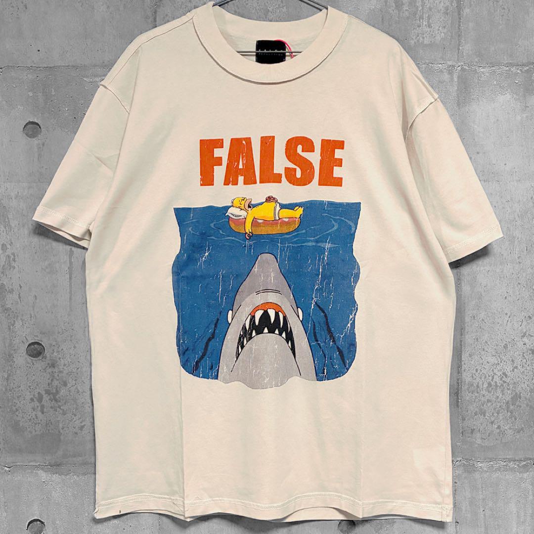 

[Б/У] Футболка с коротким рукавом с мультфильмом «Симпсоны» и фильмом «Челюсти», мерч, редкая