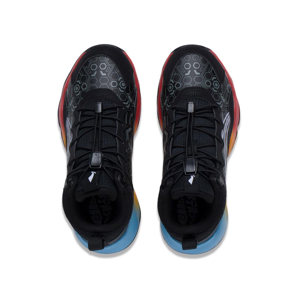 Li Ning Kids Pioneer Ling I TD Synthetic Leather Fashion Trend Shock Absorption Rebound Low Top Basketball Shoes Kids basketball shoes Black YKBU128-7