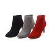 New Winter Grey Women Ankle Boots Pointed Toe High Stiletto Heel Lady Casual Shoes Large Plus Size 47