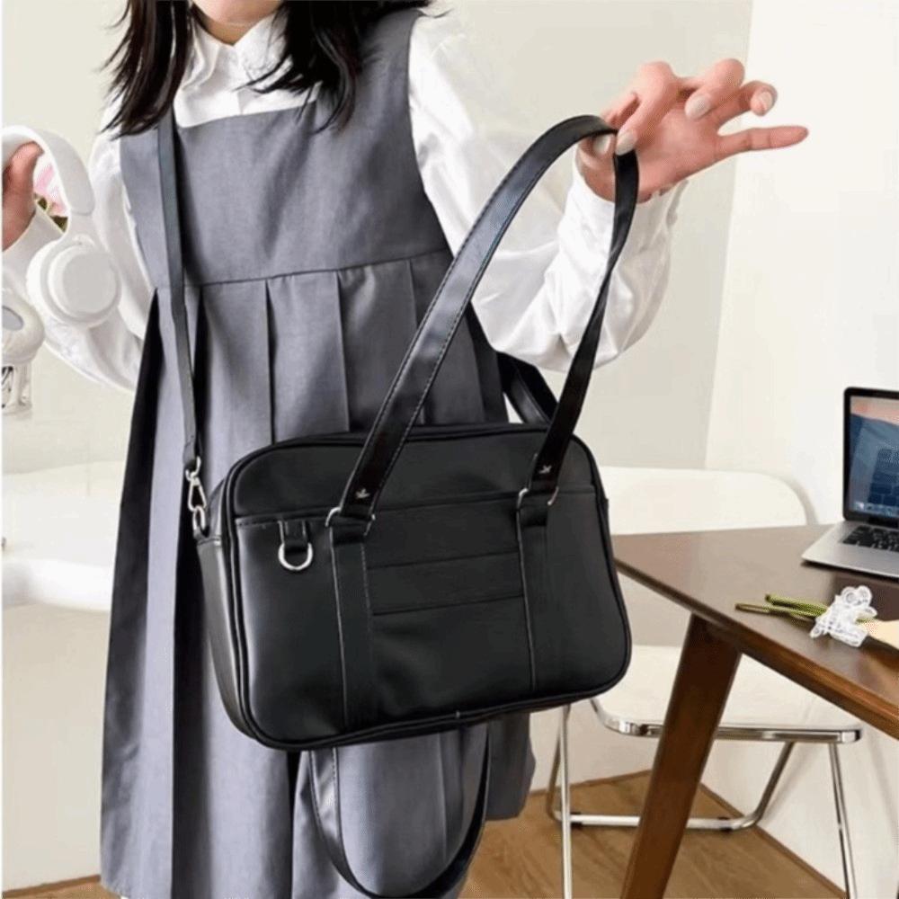 Casual PU Leather Jk Shoulder Bag Big Capacity Japanese Style PU Handbag Adjustable Strap Crossbody Bag Anime Convention