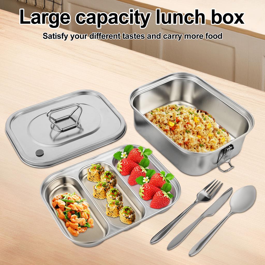 Double-layer Lunch Box Portable 4 Compartment Food Box Large Capacity Food Container With Fork Spoon Picnic Keep Fresh Lunch Box