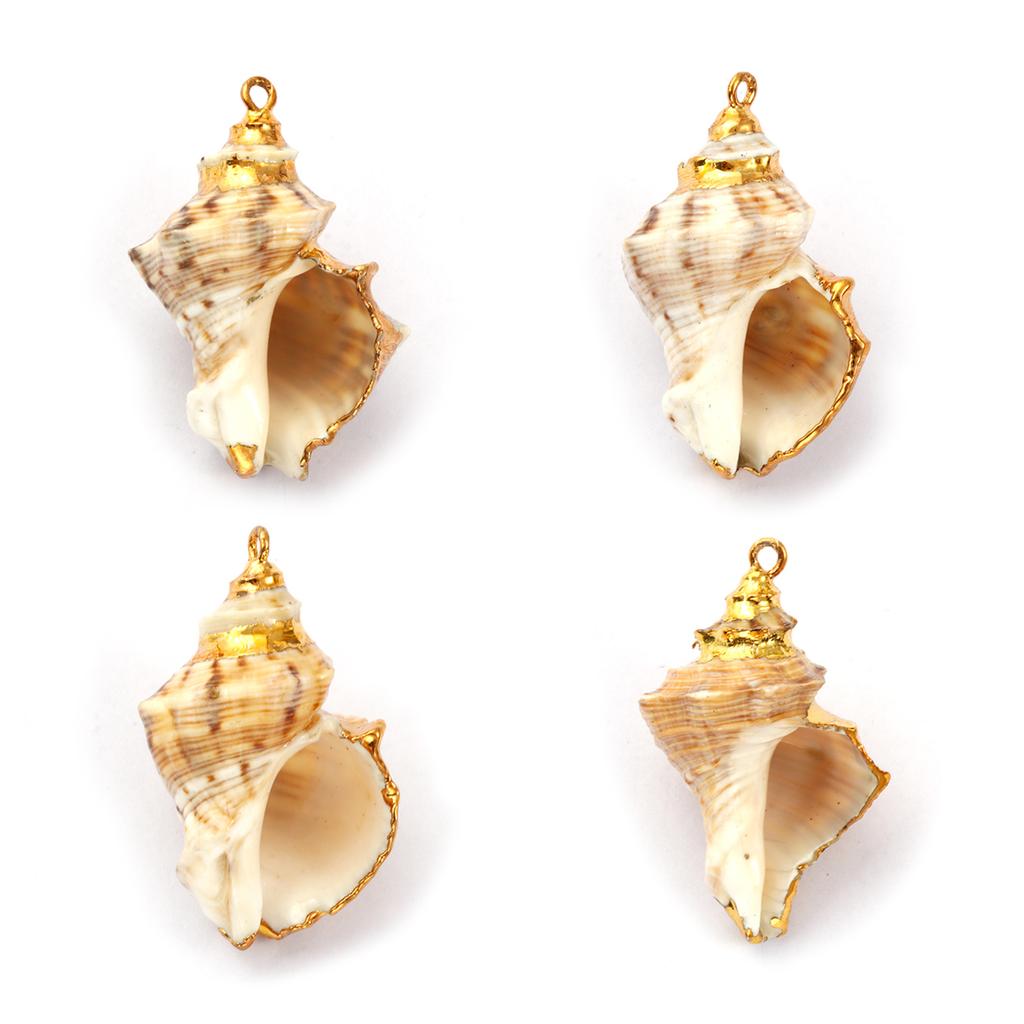 2 PCs Shell Pendants Gold Plated Scallop Conch Ocean Jewelry Charms For DIY Necklace Earrings Jewelry Making Findings
