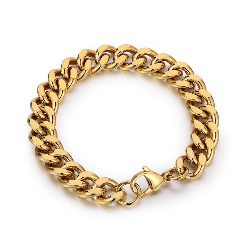 Jewelry Side Flat Chain Stainless Steel Chain, Simple Titanium Steel Men's Trend Hip-hop Bracelet Accessories