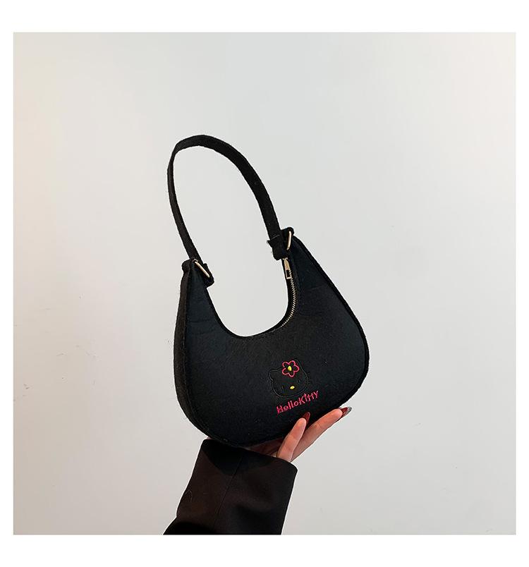 

Сумка подмышкой, зимняя новая шерстяная сумка-полумесяц, высококачественная сумка через плечо, нишевый дизайн, сумка-багет, женская сумка чёрный